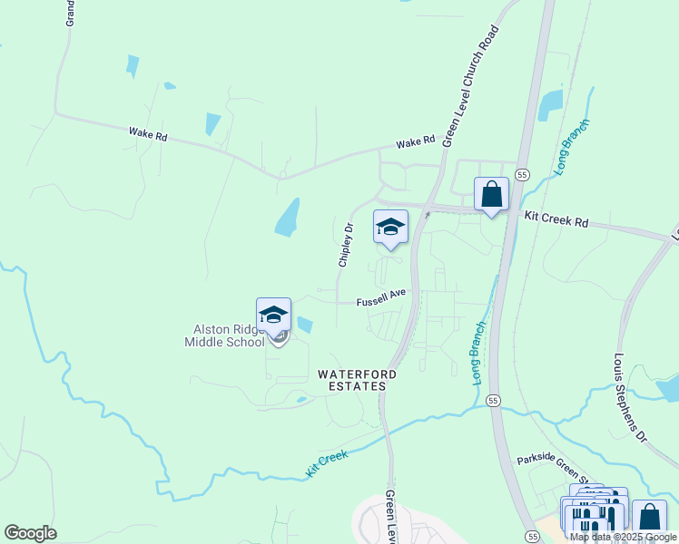map of restaurants, bars, coffee shops, grocery stores, and more near 2032 Chipley Drive in Cary