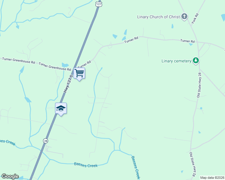 map of restaurants, bars, coffee shops, grocery stores, and more near 281 Hatler Road in Crossville