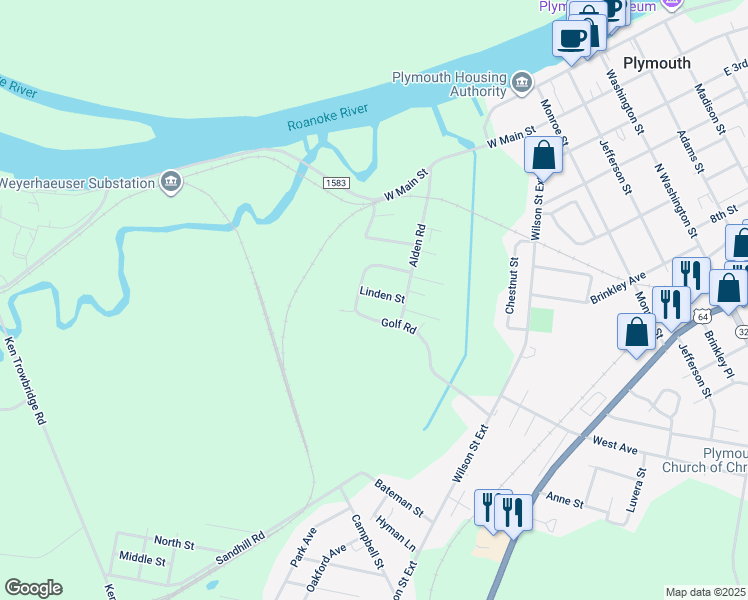 map of restaurants, bars, coffee shops, grocery stores, and more near 110 Linden Street in Plymouth