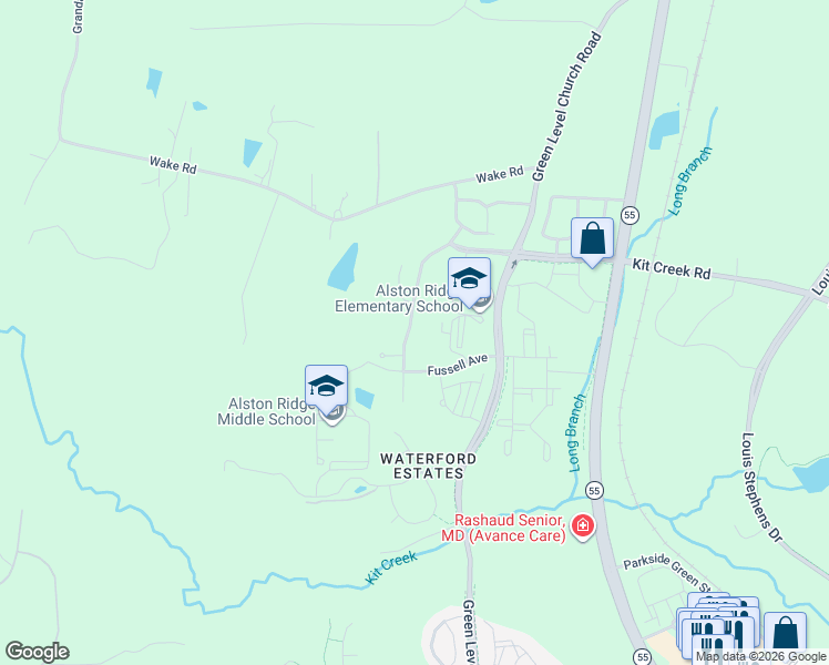 map of restaurants, bars, coffee shops, grocery stores, and more near 105 Williston Way in Cary