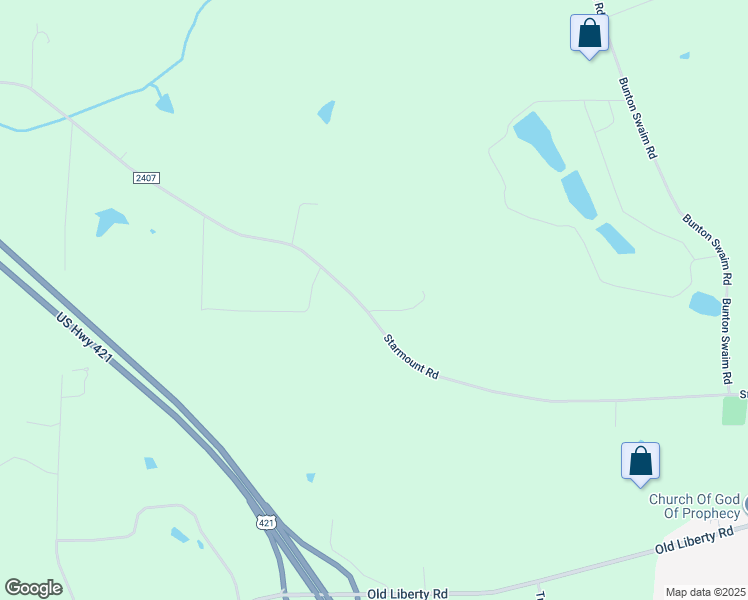 map of restaurants, bars, coffee shops, grocery stores, and more near 4896 Starmount Road in Liberty