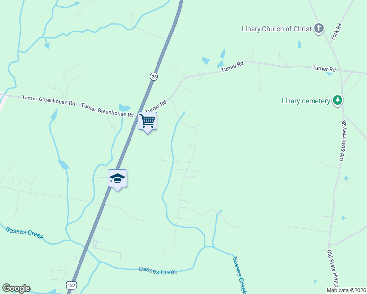 map of restaurants, bars, coffee shops, grocery stores, and more near 292 Hatler Road in Crossville