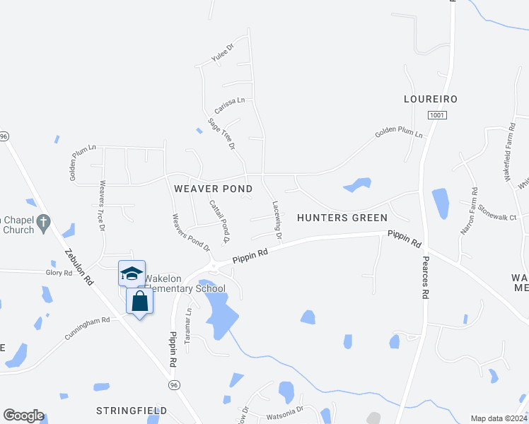 map of restaurants, bars, coffee shops, grocery stores, and more near 4210 Vineyard Ridge Drive in Zebulon