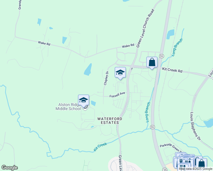 map of restaurants, bars, coffee shops, grocery stores, and more near 105 Williston Way in Cary