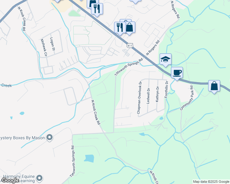 map of restaurants, bars, coffee shops, grocery stores, and more near 442 Tittsworth Springs Road in Seymour