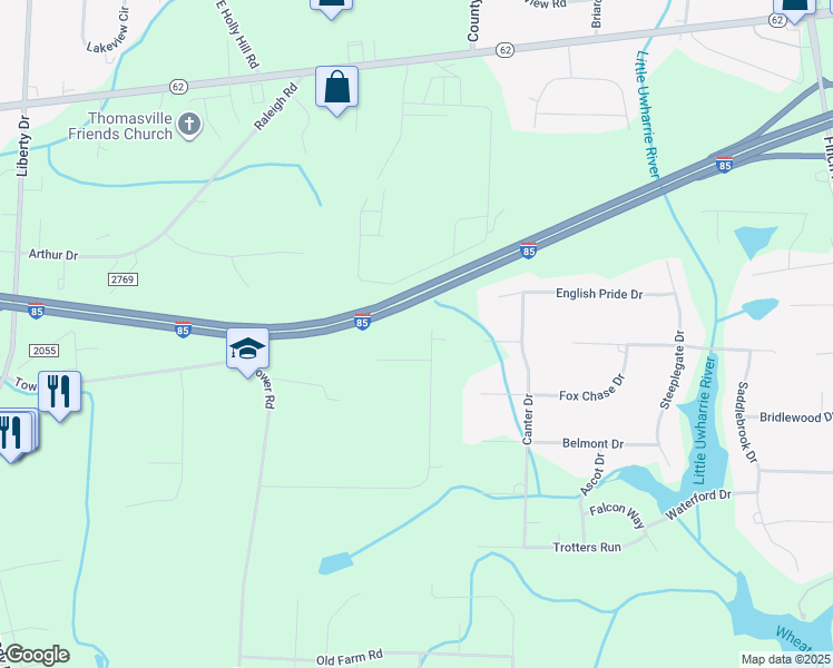 map of restaurants, bars, coffee shops, grocery stores, and more near 137 Kaylan Lane in Thomasville