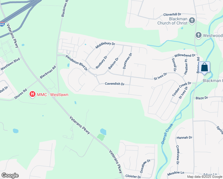map of restaurants, bars, coffee shops, grocery stores, and more near 5441 Cavendish Drive in Murfreesboro