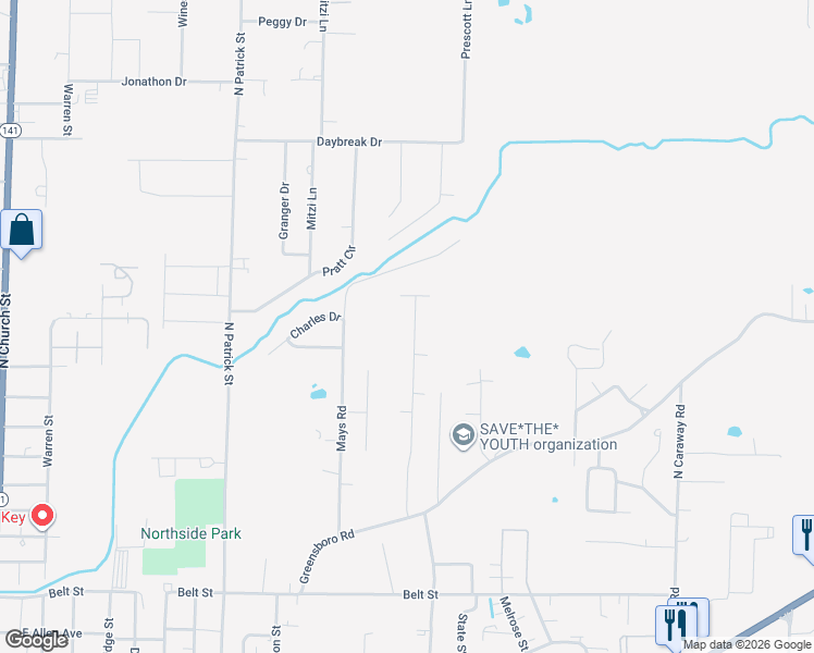map of restaurants, bars, coffee shops, grocery stores, and more near 1224 Sandino Drive in Jonesboro