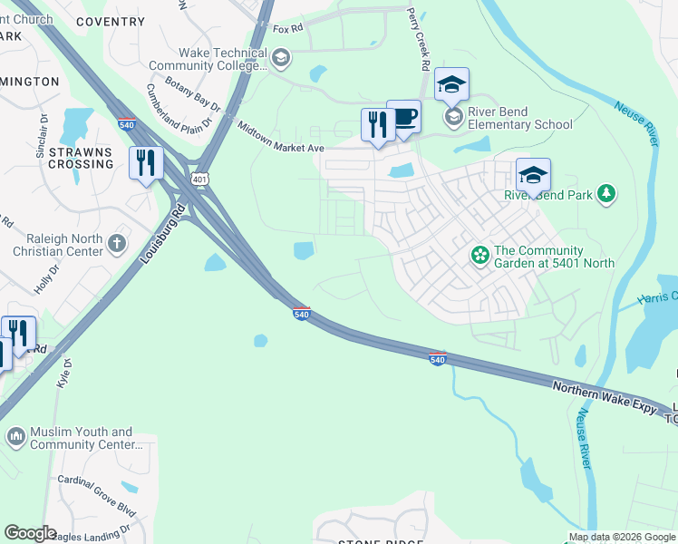 map of restaurants, bars, coffee shops, grocery stores, and more near 4933 Abundance Avenue in Raleigh