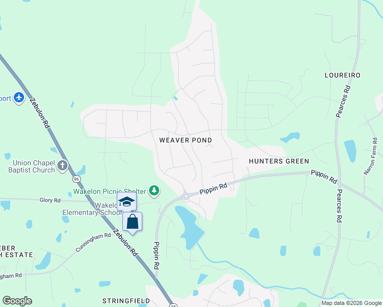 map of restaurants, bars, coffee shops, grocery stores, and more near 2529 Cattail Pond Drive in Zebulon