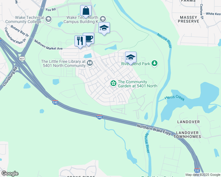 map of restaurants, bars, coffee shops, grocery stores, and more near 6035 Kayton Street in Raleigh
