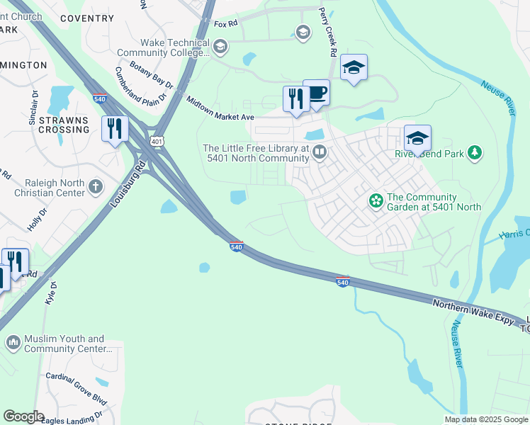 map of restaurants, bars, coffee shops, grocery stores, and more near 4933 Abundance Avenue in Raleigh