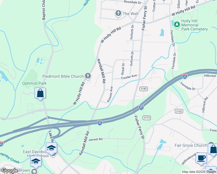 map of restaurants, bars, coffee shops, grocery stores, and more near 200 Trexler Avenue in Thomasville