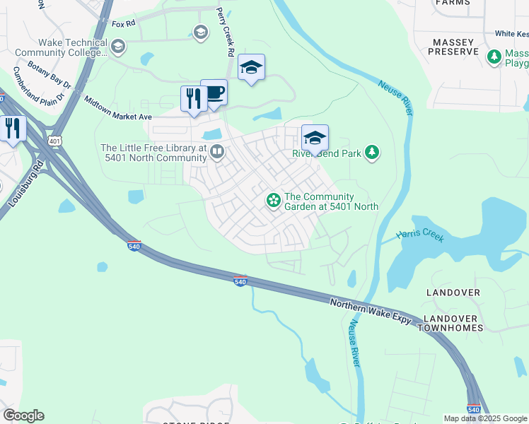 map of restaurants, bars, coffee shops, grocery stores, and more near 6028 Kayton Street in Raleigh