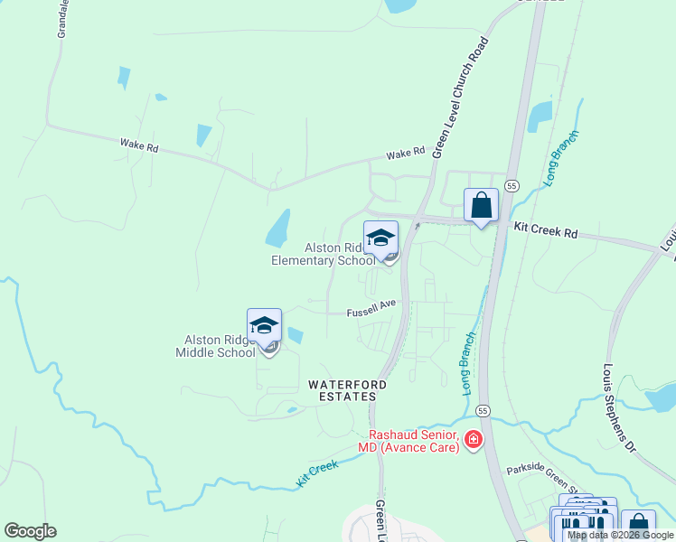 map of restaurants, bars, coffee shops, grocery stores, and more near 2044 Chipley Drive in Cary