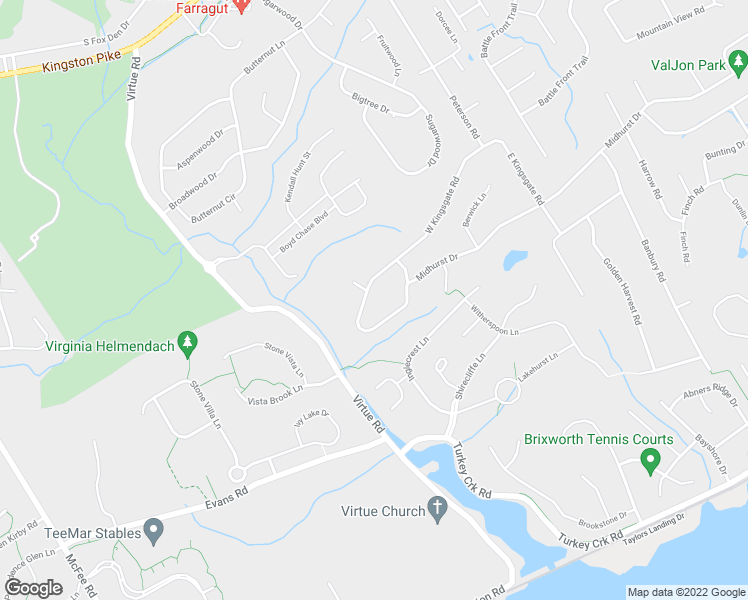 map of restaurants, bars, coffee shops, grocery stores, and more near 12200 West Kingsgate Road in Knoxville