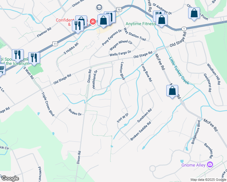 map of restaurants, bars, coffee shops, grocery stores, and more near 415 Rockwell Farm Lane in Farragut