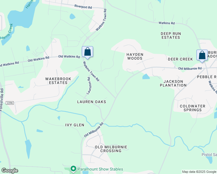 map of restaurants, bars, coffee shops, grocery stores, and more near 2724 Watkins Town Road in Raleigh