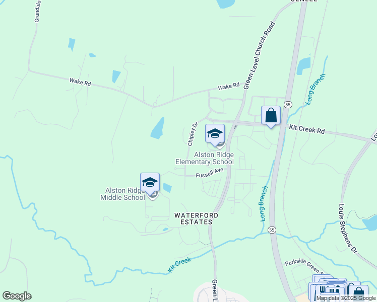 map of restaurants, bars, coffee shops, grocery stores, and more near 2044 Chipley Drive in Cary