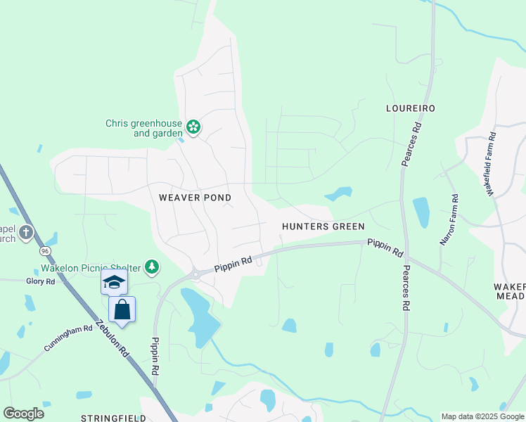 map of restaurants, bars, coffee shops, grocery stores, and more near 3126 Lacewing Drive in Zebulon