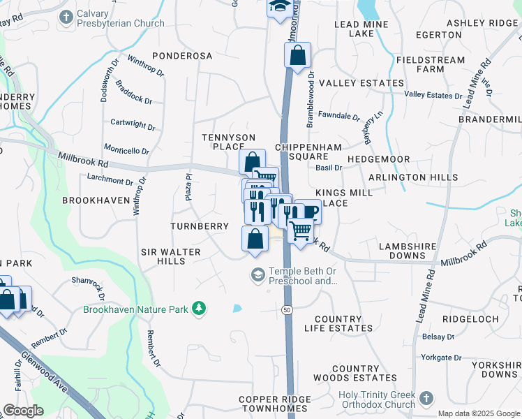 map of restaurants, bars, coffee shops, grocery stores, and more near 5633 Creedmoor Road in Raleigh