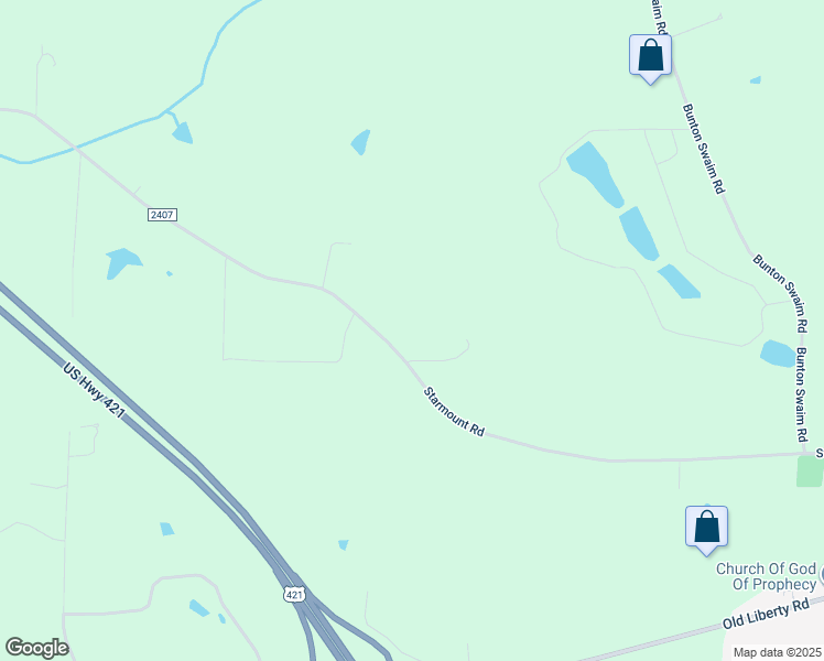 map of restaurants, bars, coffee shops, grocery stores, and more near 4896 Starmount Road in Liberty