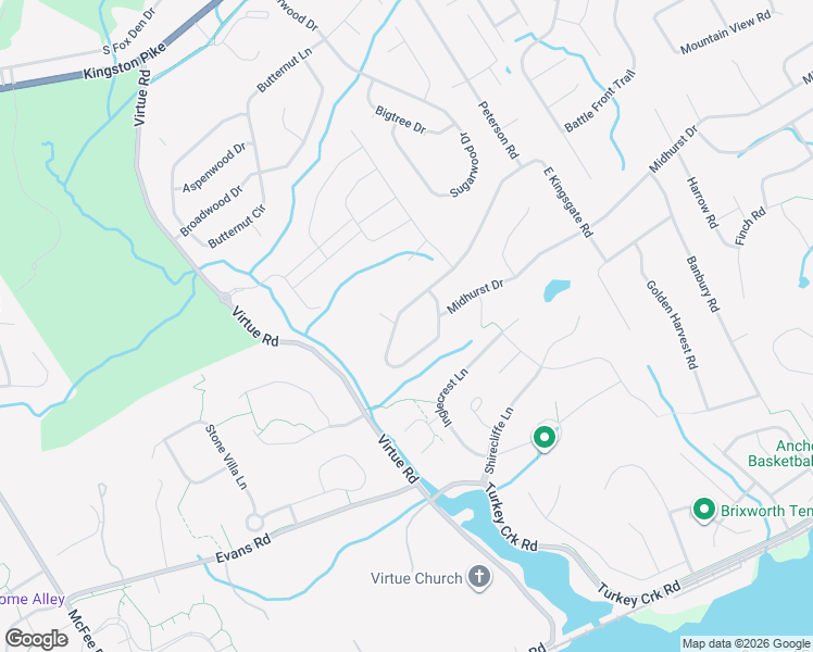 map of restaurants, bars, coffee shops, grocery stores, and more near 12200 West Kingsgate Road in Knoxville