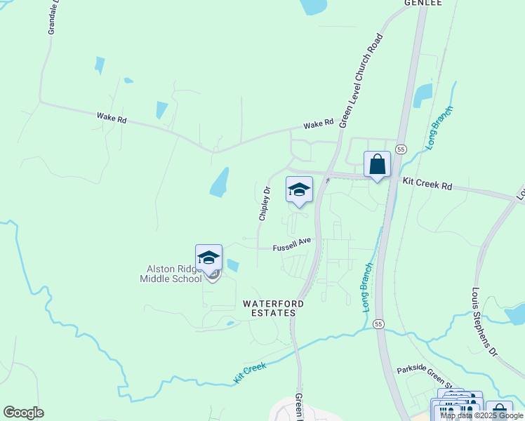 map of restaurants, bars, coffee shops, grocery stores, and more near 2048 Chipley Drive in Cary