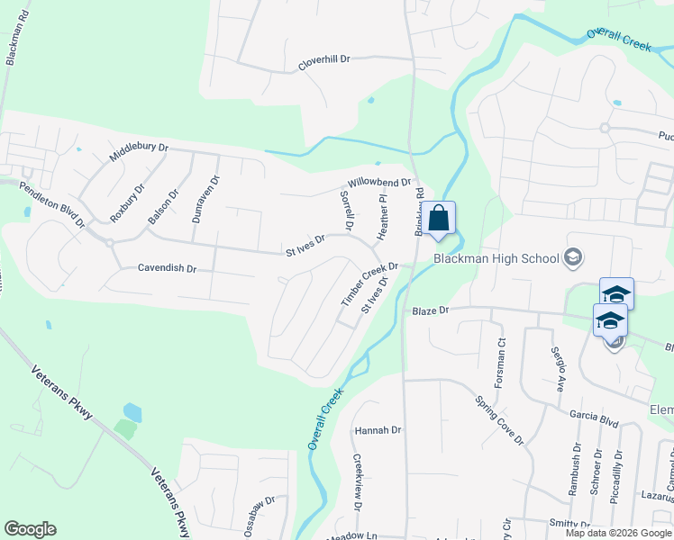 map of restaurants, bars, coffee shops, grocery stores, and more near 1239 Stockwell Drive in Murfreesboro