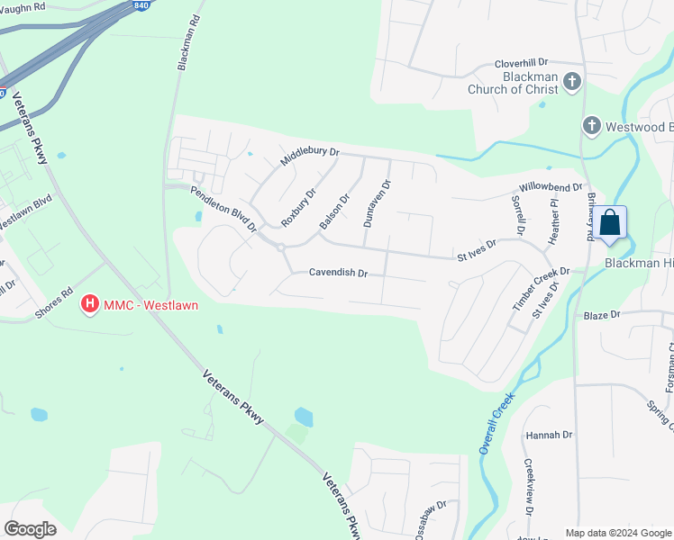 map of restaurants, bars, coffee shops, grocery stores, and more near 5432 Cavendish Drive in Murfreesboro