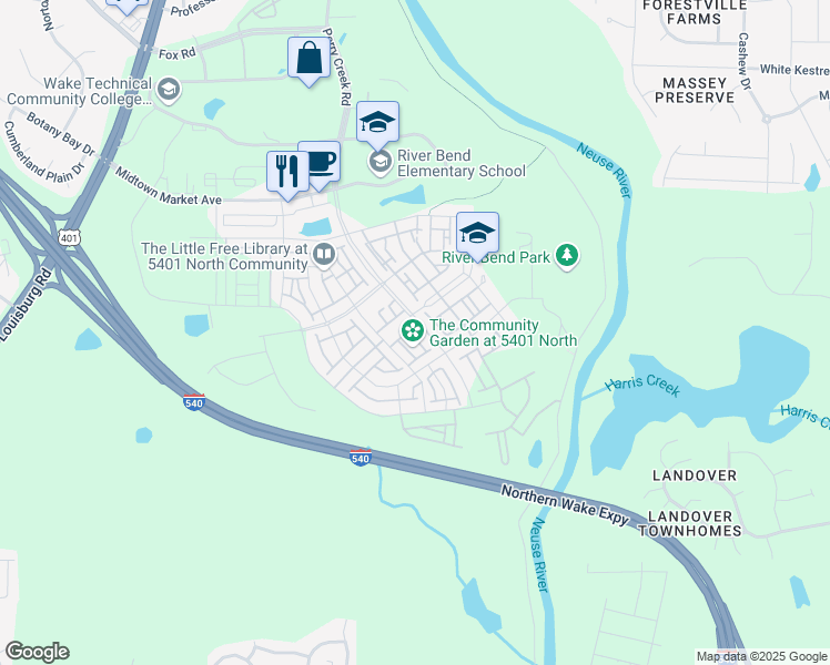 map of restaurants, bars, coffee shops, grocery stores, and more near 6028 Kayton Street in Raleigh