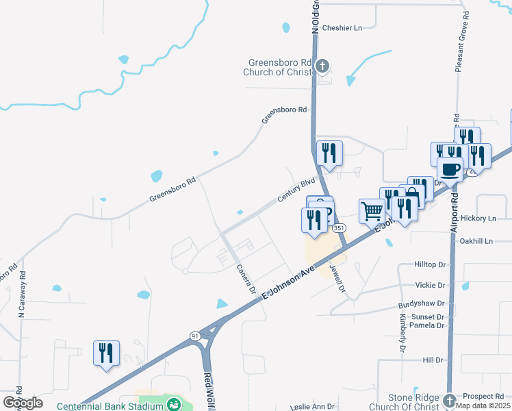 map of restaurants, bars, coffee shops, grocery stores, and more near 3402 East Johnson Avenue in Jonesboro