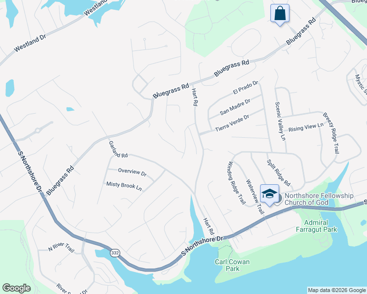 map of restaurants, bars, coffee shops, grocery stores, and more near 10041 Madison Ridge Lane in Knoxville