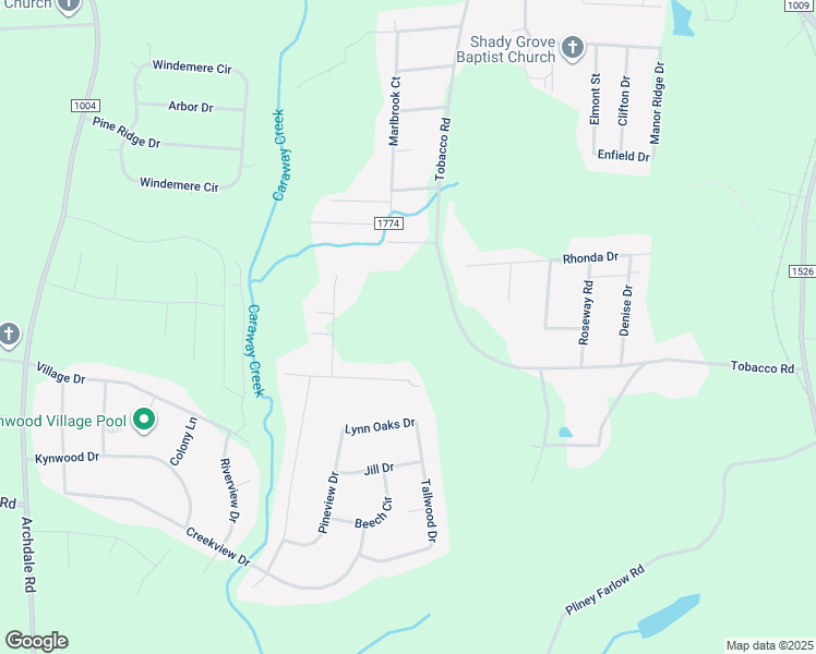 map of restaurants, bars, coffee shops, grocery stores, and more near 5495 Tobacco Road in Trinity