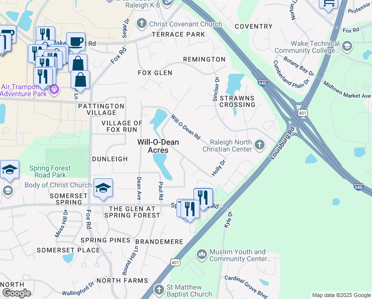 map of restaurants, bars, coffee shops, grocery stores, and more near 4909 Old Elizabeth Road in Raleigh