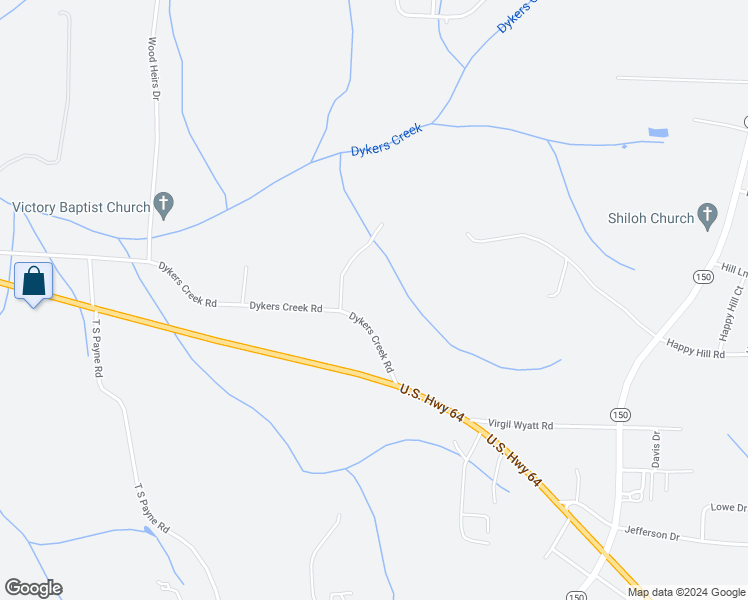 map of restaurants, bars, coffee shops, grocery stores, and more near 284 Dykers Creek Road in Lexington