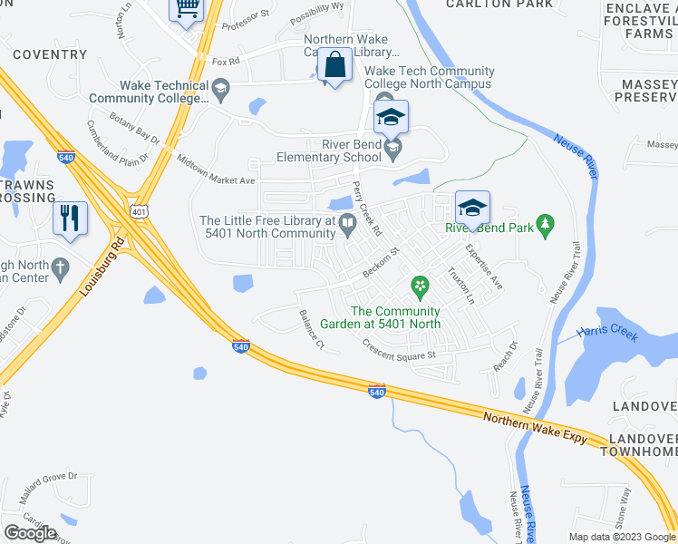 map of restaurants, bars, coffee shops, grocery stores, and more near 6217 Giddings Street in Raleigh