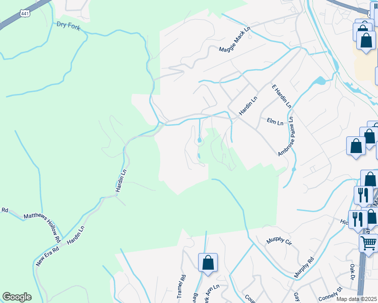 map of restaurants, bars, coffee shops, grocery stores, and more near 529 Hideaway Ridge Circle in Sevierville