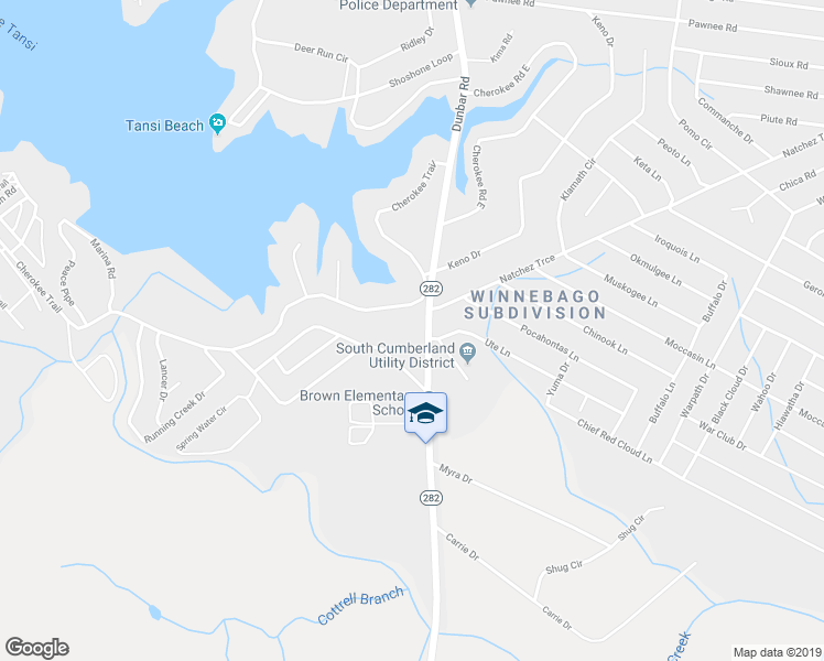 map of restaurants, bars, coffee shops, grocery stores, and more near 16 Dunbar Road in Crossville