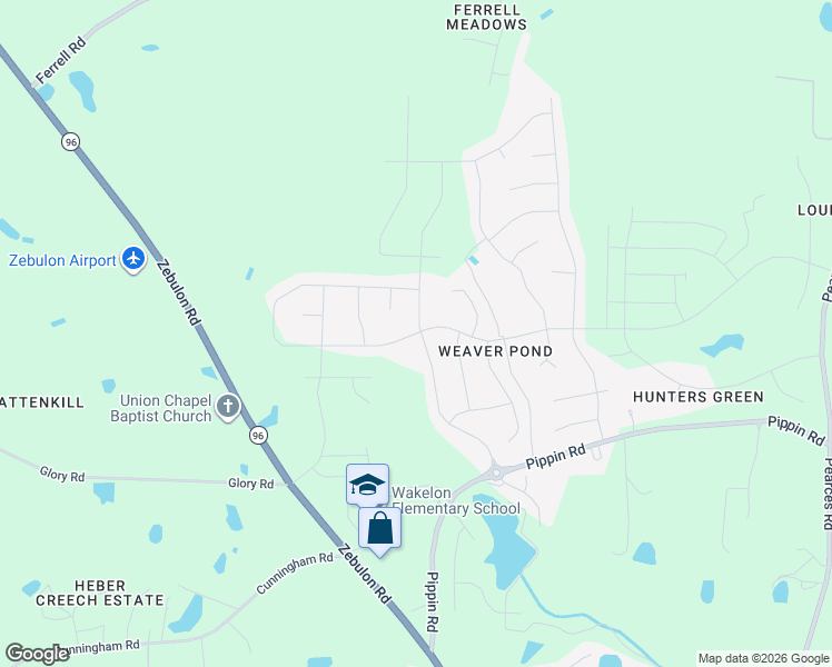 map of restaurants, bars, coffee shops, grocery stores, and more near 628 Golden Plum Lane in Zebulon