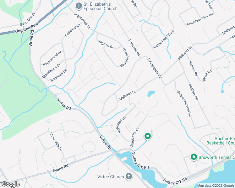 map of restaurants, bars, coffee shops, grocery stores, and more near 12032 West Kingsgate Road in Knoxville