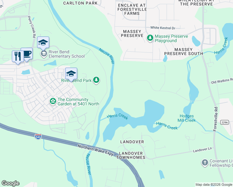 map of restaurants, bars, coffee shops, grocery stores, and more near 4000 Granite Ridge Trail in Raleigh