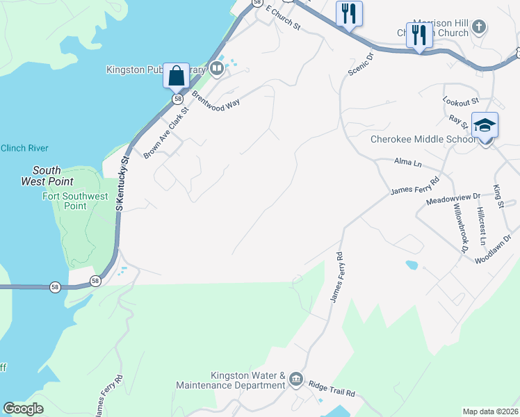 map of restaurants, bars, coffee shops, grocery stores, and more near 709 West Ridgecrest Drive in Kingston