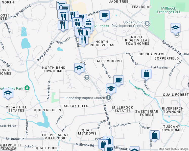 map of restaurants, bars, coffee shops, grocery stores, and more near 1217 H Manassas Court in Raleigh