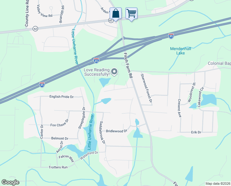 map of restaurants, bars, coffee shops, grocery stores, and more near 7250 Tanner Court in Trinity
