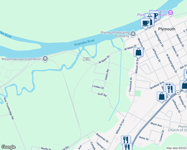 map of restaurants, bars, coffee shops, grocery stores, and more near 114 Country Club Drive in Plymouth