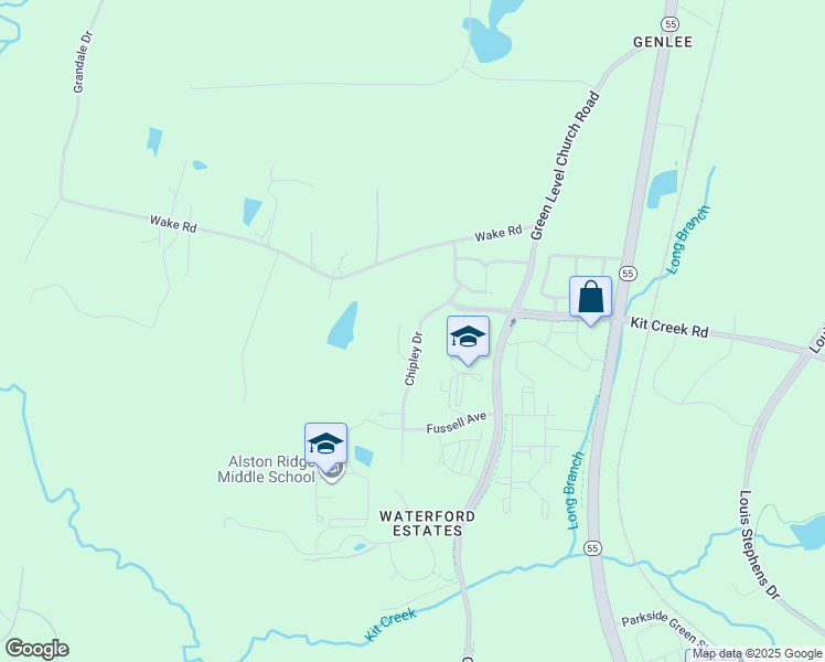map of restaurants, bars, coffee shops, grocery stores, and more near 2126 Chipley Drive in Cary