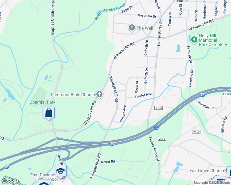 map of restaurants, bars, coffee shops, grocery stores, and more near Grimes Park Drive in Thomasville