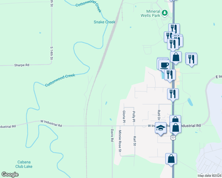map of restaurants, bars, coffee shops, grocery stores, and more near 1903 Gloria Place in Guthrie