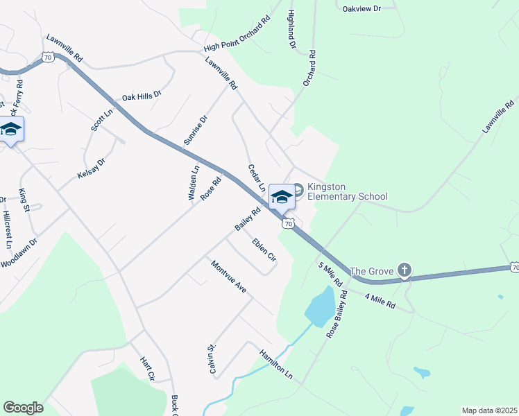 map of restaurants, bars, coffee shops, grocery stores, and more near 2064 Cedar Lane in Kingston